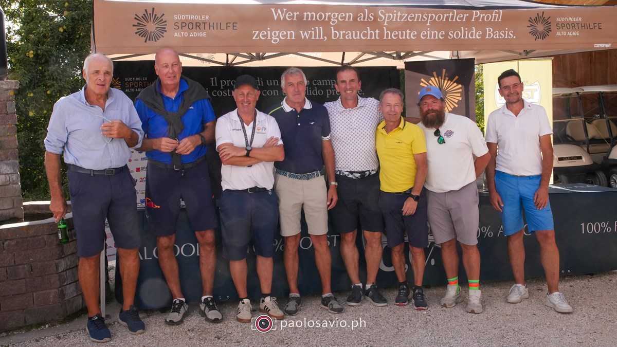 Die VIP-Golfer: Much Mair, Norbert Gasser, Markus Ortler, Pepi Ploner, Markus Prock, Alfred Runggaldier, Stefan Zisser